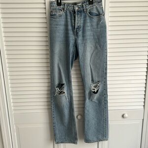 H&M loose straight jeans with holes